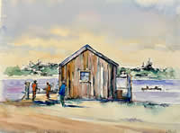 Afternoon at the Fish Shack, Mystic Seaport by Lisa Miceli